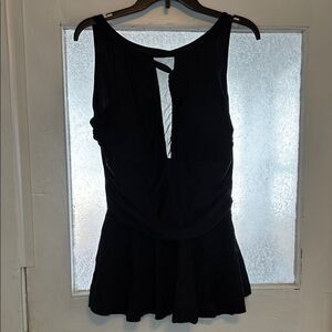 Women’s Black Deep Plunge Swimsuit Top with Cutout Back Size XXL